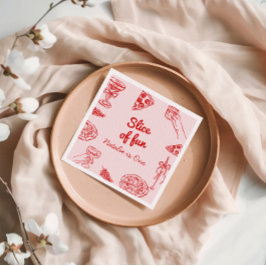 ピザの最初の手描きスライスおもしろい誕生日パーティー スタンダードカクテルナプキン