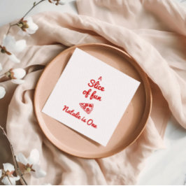 ピザの最初の手描きスライスおもしろい誕生日パーティー スタンダードカクテルナプキン