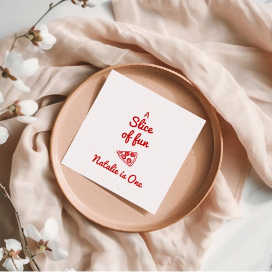 ピザの最初の手描きスライスおもしろい誕生日パーティー スタンダードカクテルナプキン