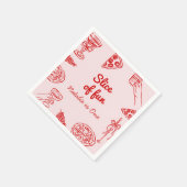 ピザの最初の手描きスライスおもしろい誕生日パーティー スタンダードカクテルナプキン (角)