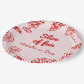 ピザの最初の手描きスライスおもしろい誕生日パーティー ペーパープレート (アングル)