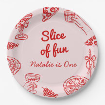 ピザの最初の手描きスライスおもしろい誕生日パーティー