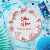 ピザの最初の手描きスライスおもしろい誕生日パーティー ペーパープレート (パーティー)