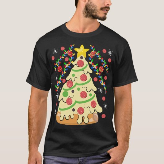 ピザの木の醜いクリスマスセーター Tシャツ (正面)