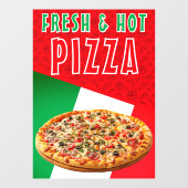 ピザの爆発を伴うフレッシュ&ホットピザ ウィンドウサイン (シート)