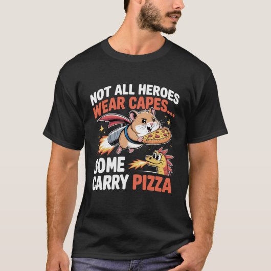 ピザの英雄ハムスター 宇宙へデリバリー Tシャツ (正面)