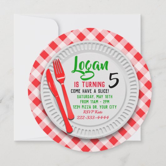 ピザの誕生日パーティー招待状 招待状 (裏面)