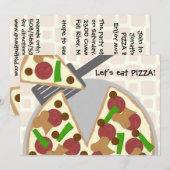 ピザの誕生日パーティー招待状 招待状 (正面/裏面)
