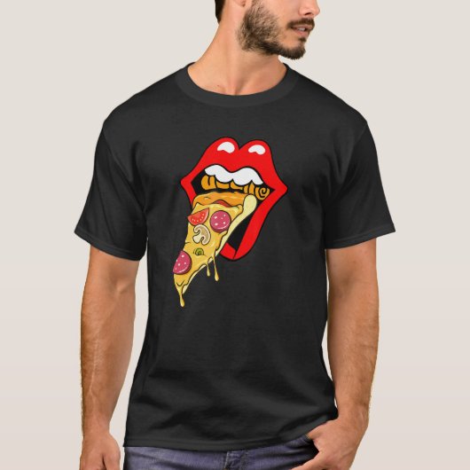 ピザの赤い唇のファストフード Tシャツ (正面)