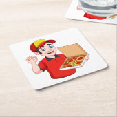 ピザの配達 スクエアペーパーコースター (アングル)