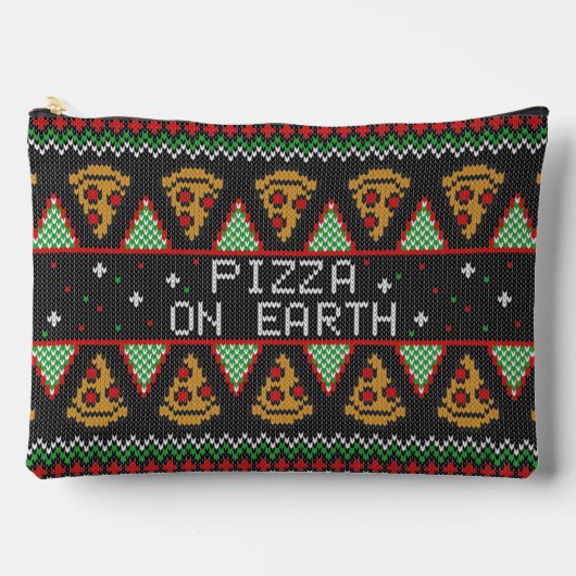 ピザの醜いクリスマスセーター アクセサリーポーチ (正面)