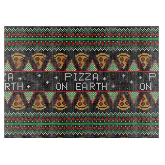 ピザの醜いクリスマスセーター カッティングボード (正面)