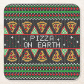 ピザの醜いクリスマスセーター スクエアペーパーコースター (正面)