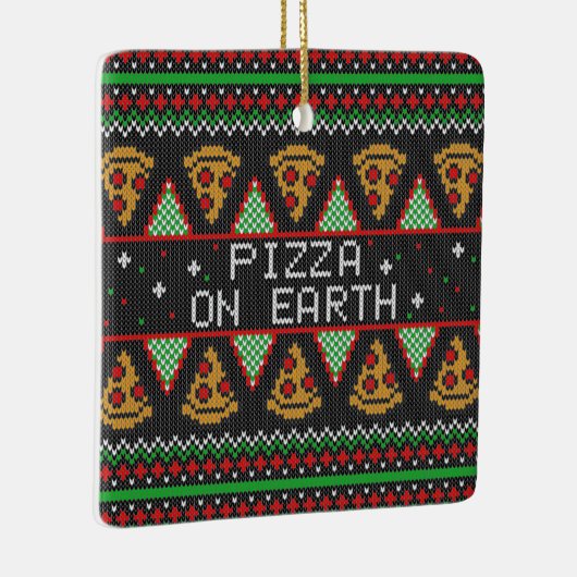 ピザの醜いクリスマスセーター セラミックオーナメント (右)