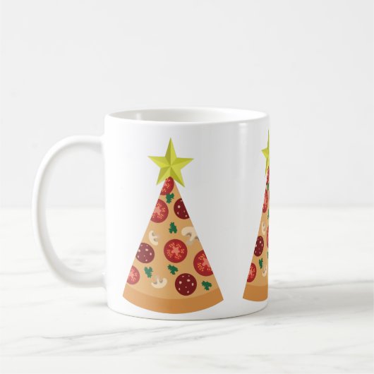 ピザの醜いクリスマスツリーおもしろい コーヒーマグカップ (左)