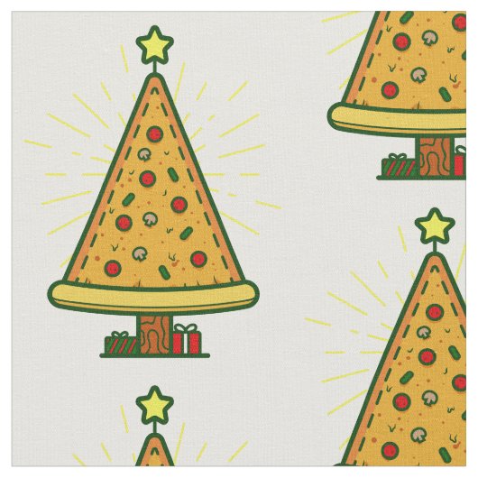 ピザの醜いクリスマスツリー ファブリック (クローズアップ)