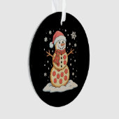 ピザの雪だるまサンタ帽子クリスマスXmasホリデー オーナメント (正面)