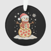 ピザの雪だるまサンタ帽子クリスマスXmasホリデー オーナメント (正面)