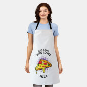 ピザの食べ物が好きな女おもしろいの子イタリアンだけ エプロン (着用した状態)