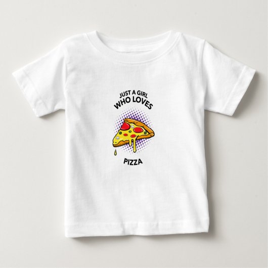 ピザの食べ物が好きな女おもしろいの子イタリアンだけ ベビーTシャツ (正面)