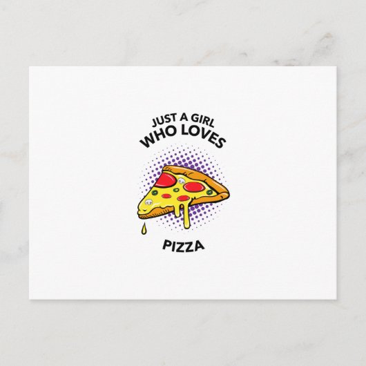ピザの食べ物が好きな女おもしろいの子イタリアンだけ 案内ポストカード (正面)