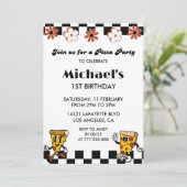 ピザの1歳の誕生日パーティー招待状｜面白いピザパーティー 招待状 (スタンド正面)