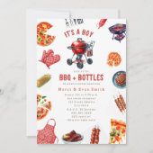 ピザのBBQソース ベビーシャワー 招待状 (正面)