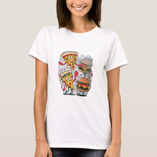 ピザはハンバーガーを高く握る。 Tシャツ (正面)