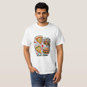 ピザはハンバーガーを高く握る。 Tシャツ (正面フル)