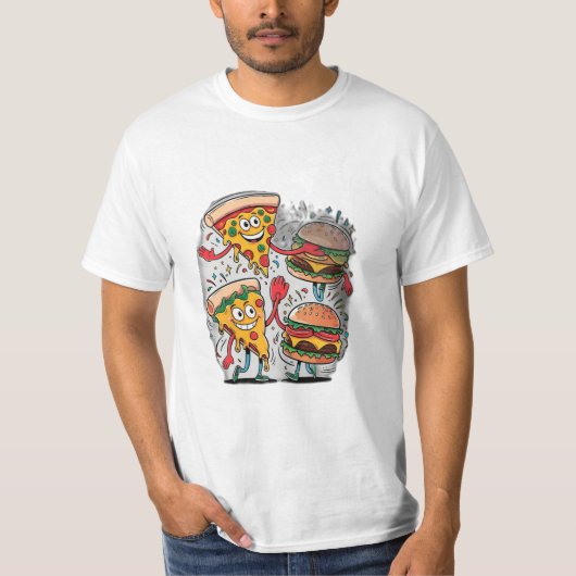 ピザはハンバーガーを高く握る。 Tシャツ (正面)
