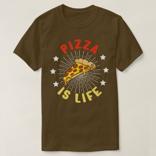 ピザは人生のファストフード好きおもしろいピザ好き Tシャツ (デザイン正面)