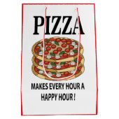 ピザは毎時を幸せな時間のピザにする ミディアムペーパーバッグ (裏面)