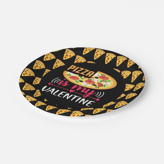 ピザは私のバレンタインおもしろいパーティー ペーパープレート (アングル)