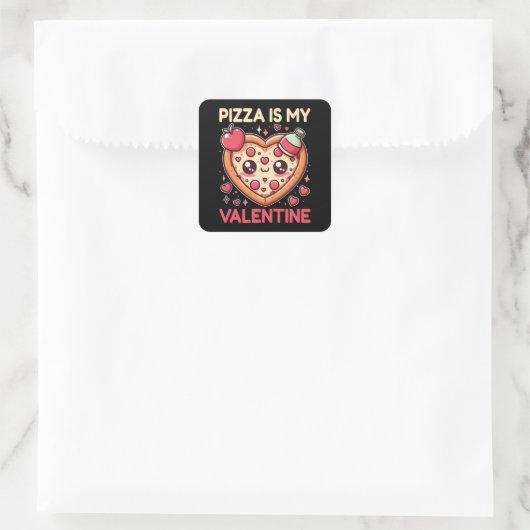 ピザは私のバレンタインデーのハート型 スクエアシール (バッグ)