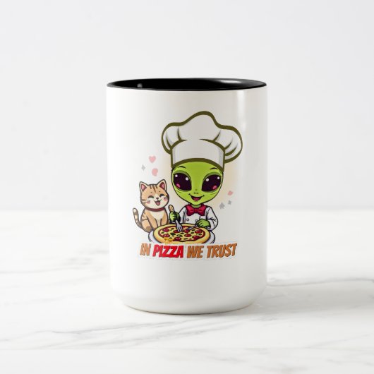 ピザへの信頼 Alien Chef アート ツートーンマグカップ (中央)