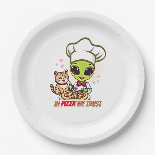 ピザへの信頼 Alien Chef アート ペーパープレート (正面)
