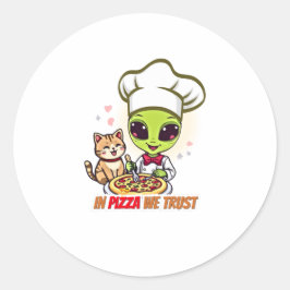 ピザへの信頼 Alien Chef アート ラウンドシール