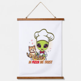 ピザへの信頼 Alien Chef アート 吊り下げ型タペストリー