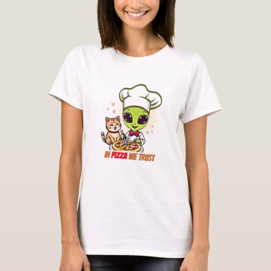 ピザへの信頼 Alien Chef アート Tシャツ (正面)