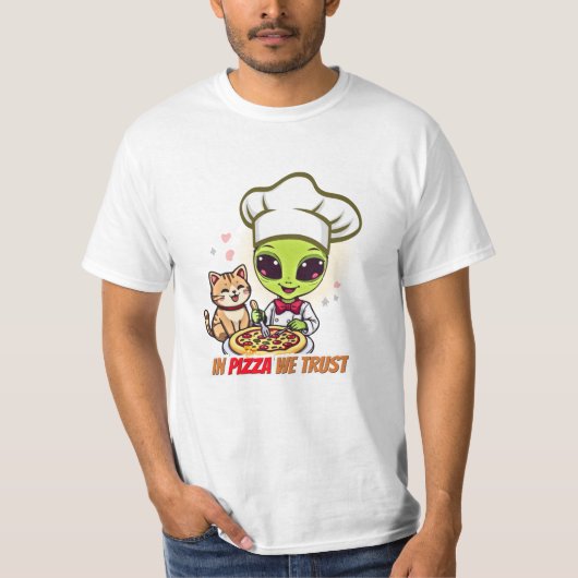 ピザへの信頼 Alien Chef アート Tシャツ (正面)