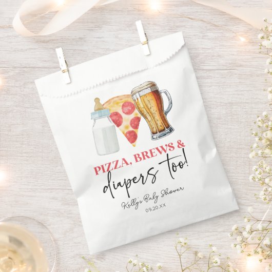 ピザもパンもオムツも!赤ちゃんシャワー フェイバーバッグ (クリップ留めされた状態)