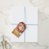 ピザをかわいらし持つアニメの少女|過去記事 ギフトタグ (より糸付き)