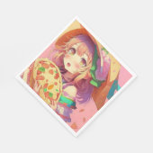 ピザをかわいらし持つアニメの少女|過去記事 スタンダードランチョンナプキン (角)