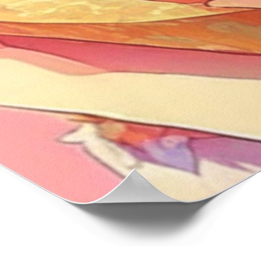 ピザをかわいらし持つアニメの少女|過去記事 ポスター (角)