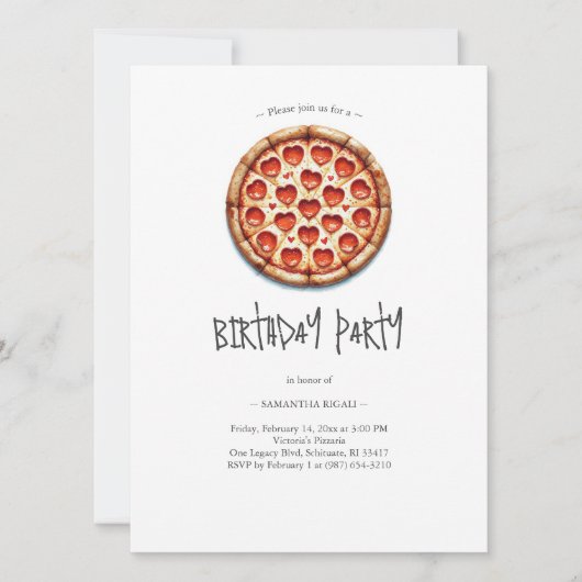 ピザをテーマにしたカジュアル誕生日招待状 招待状 (正面)