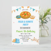 ピザをドーナツ男の子の睡眠誘い サンキューカード (スタンド正面)