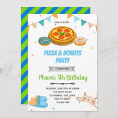 ピザをドーナツ男の子の睡眠誘い サンキューカード (正面/裏面)