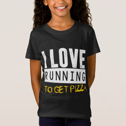 ピザをランニング食べるのが大好き Tシャツ (正面)