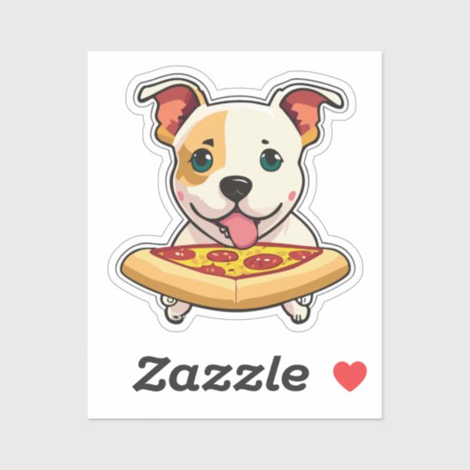 ピザを一切れ持ったかわいい子犬|過去記事 シール (シート)