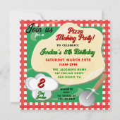 ピザを作る誕生日パーティーの招待状 招待状 (正面)